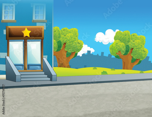 Cartoon scene of a police station near the city - stage for different usage - illustration for children photo