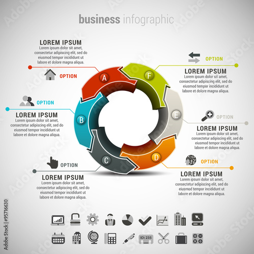 Vector illustration of business infographic made of arrows.