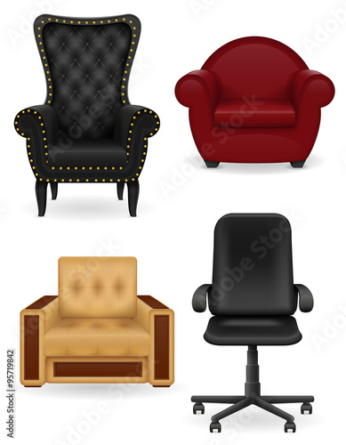 set icons armchair furniture vector illustration