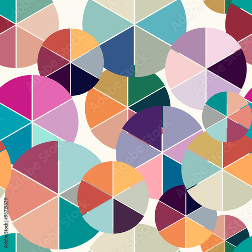 Abstract geometric vector seamless background. Illustration for web design, prints etc. Texture with circles.