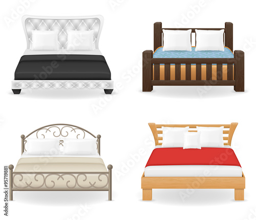set icons furniture double bed vector illustration