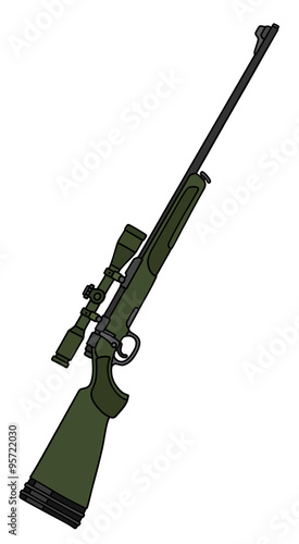 Green rifle with a telescope / Hand drawing