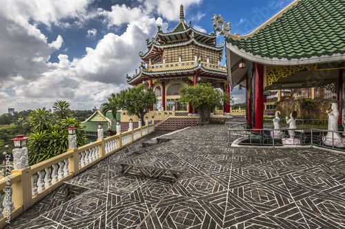 Pagoda and dragon sculpture of the Taoist Temple in Cebu, Philip photo