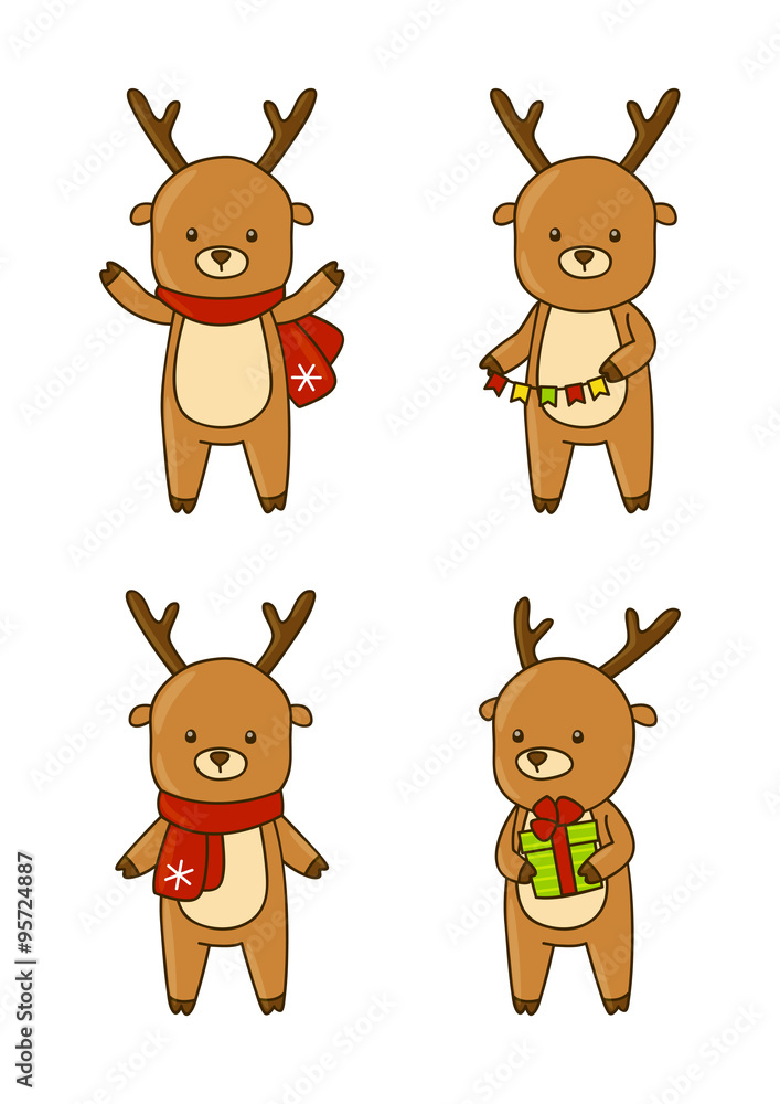 Set of cute Christmas deers Set of cute Christmas deers