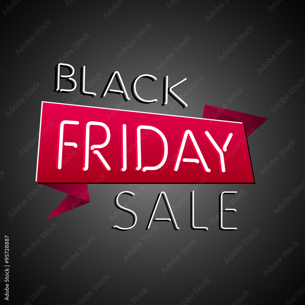 Obraz premium Black realistic curved paper banner. Ribbon. Black friday sale. Vector illustration