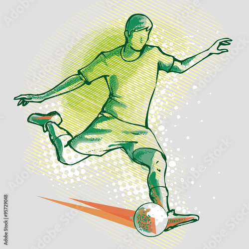 Illustration of a soccer player ready to kick the ball