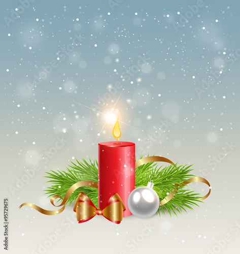 Red candle and decorations