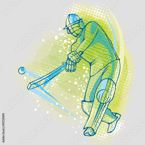 Illustration of a cricket player hitting the ball