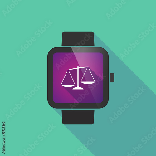 Smart watch vector icon with  an unbalanced weight scale