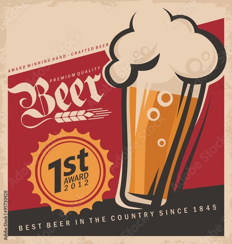 Retro beer vector poster