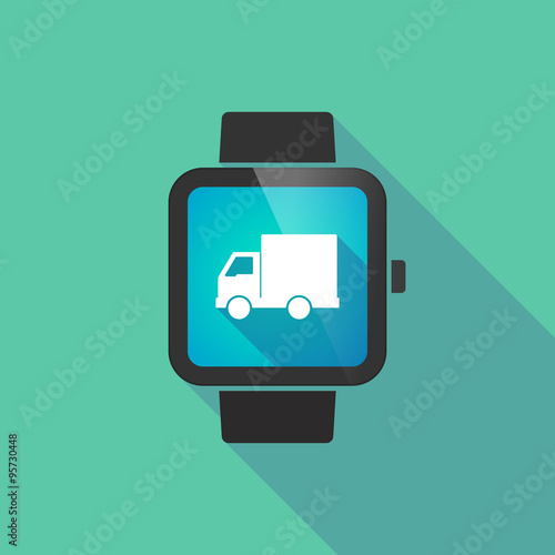 Smart watch vector icon with a delivery truck