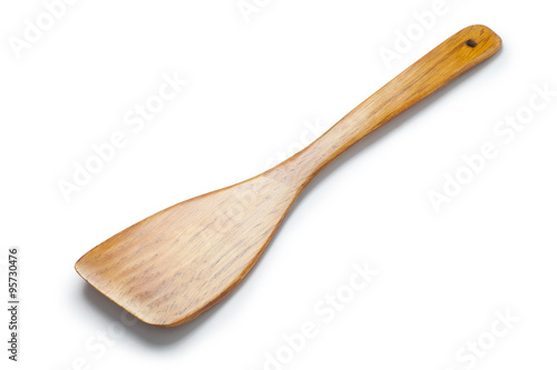 Wooden cooking shovel on white background