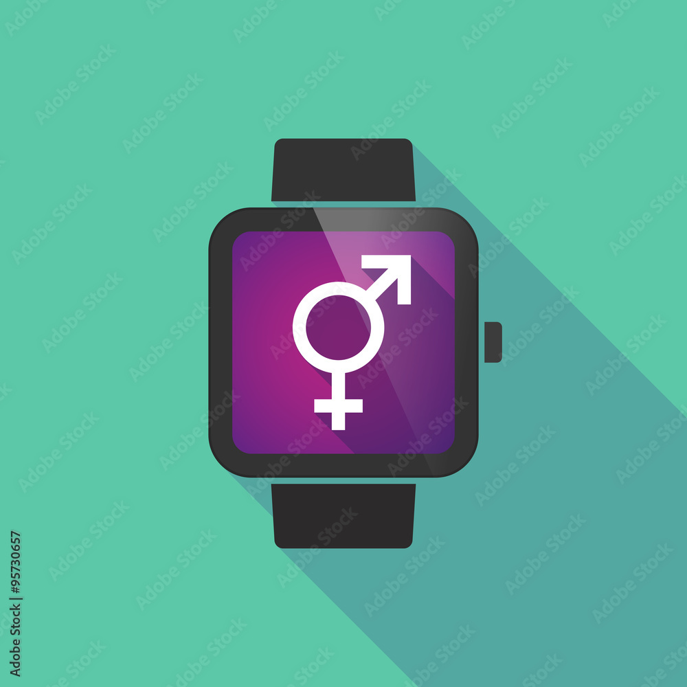 Smart watch vector icon with a transgender symbol Smart watch vector icon with a transgender symbol