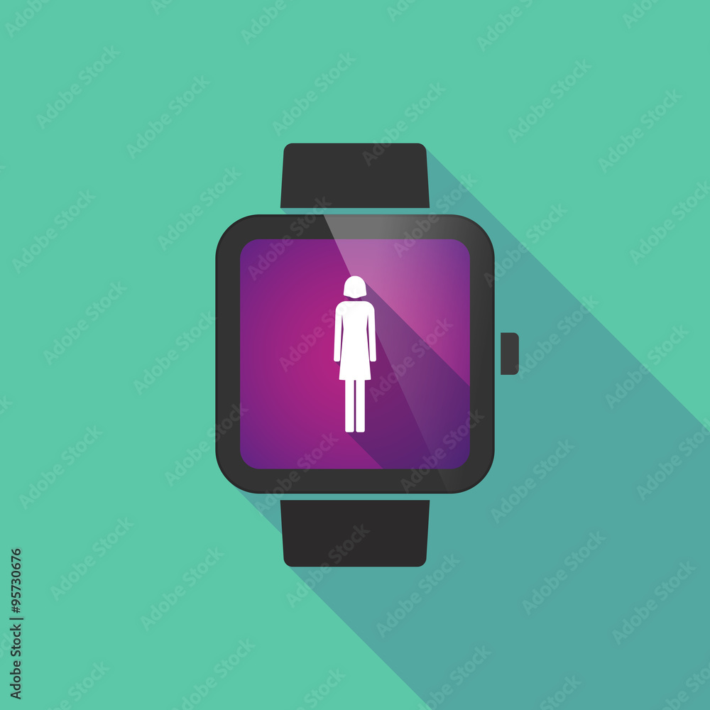 Smart watch vector icon with a female pictogram Smart watch vector icon with a female pictogram