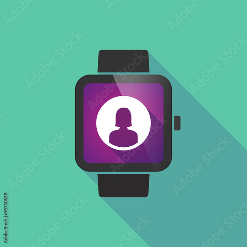 Smart watch vector icon with a female avatar