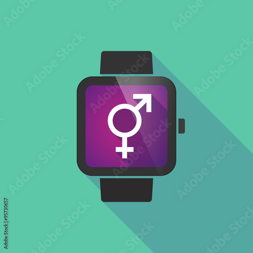Smart watch vector icon with a transgender symbol