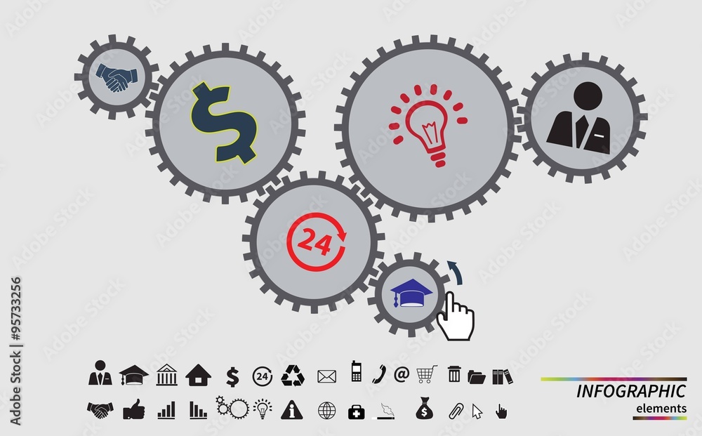 Business mechanism concept. Abstract background. Vector infographic illustration
