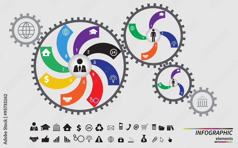 Business mechanism concept. Abstract background. Vector infographic illustration