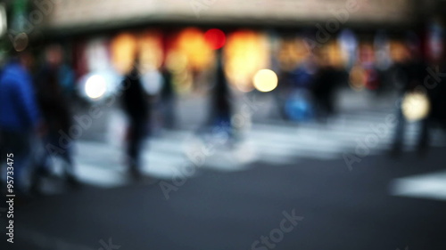Wallpaper Mural anonymous crowd crossing the street in a clorful blurred and out of focus background, in a big busy city Torontodigital.ca