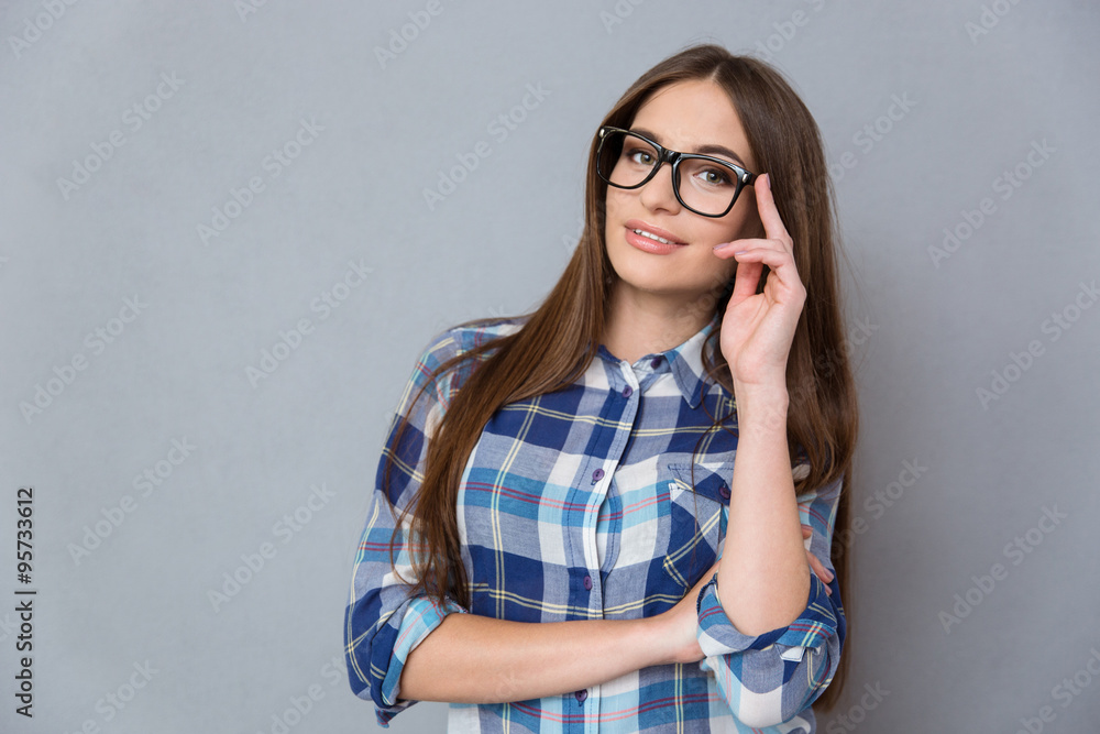 Pretty hipster girl in glasses Pretty hipster girl in glasses