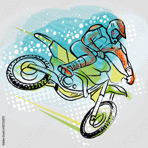 Illustration of a motocross rider in a jump