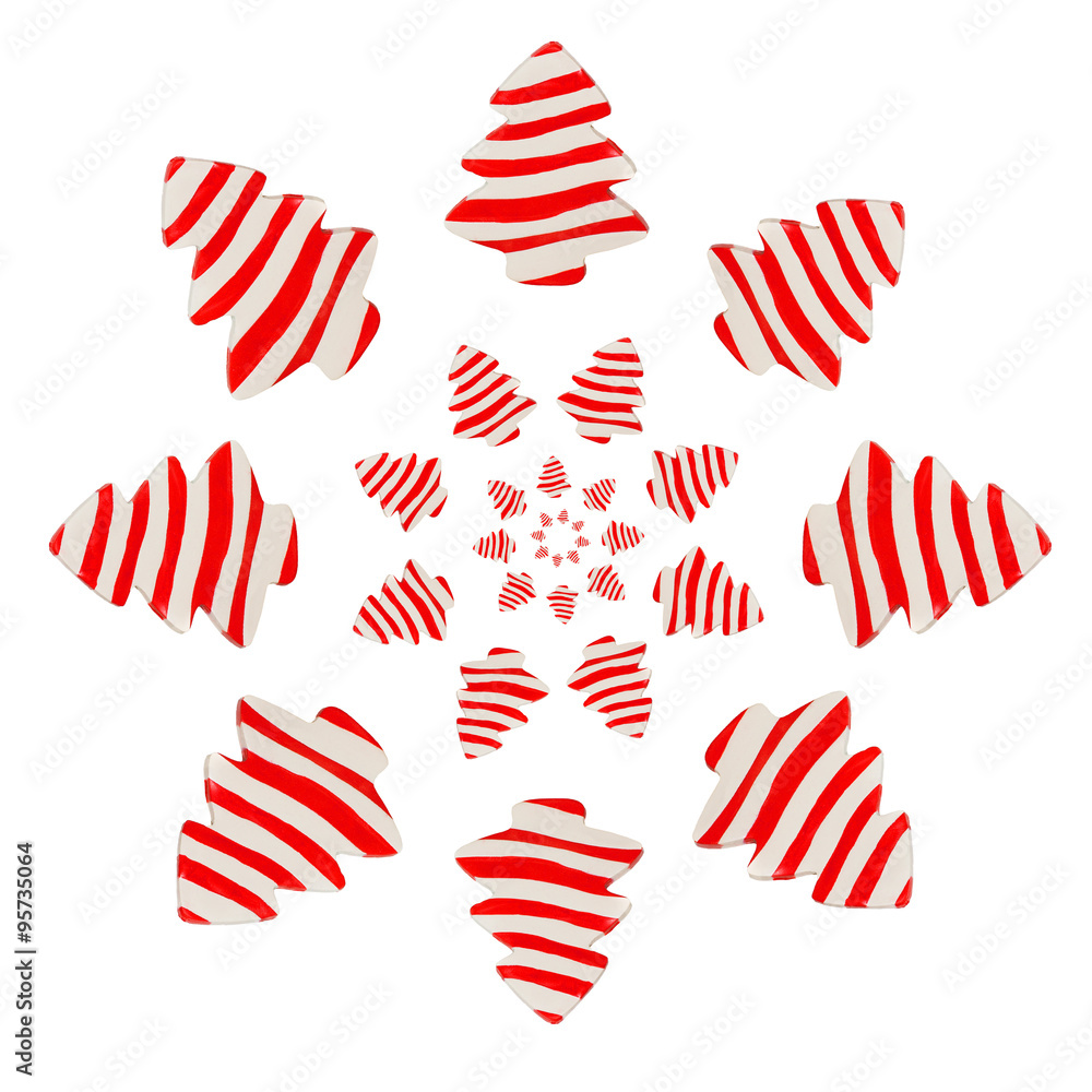 Christmas tree from red and white clay Christmas tree from red and white clay