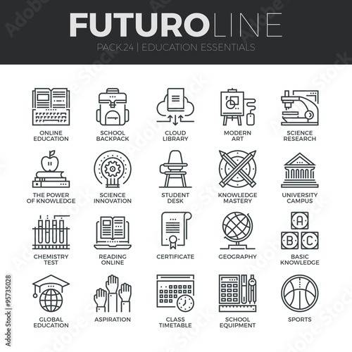 Education and Training Futuro Line Icons Set
