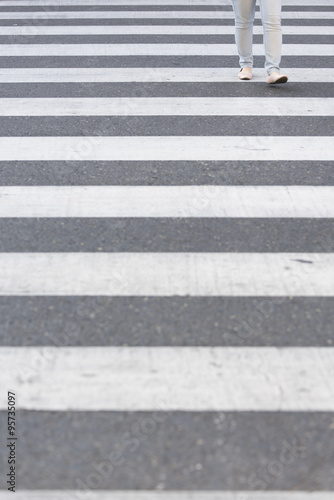 Wallpaper Mural Road crossing lines with woman feet Torontodigital.ca