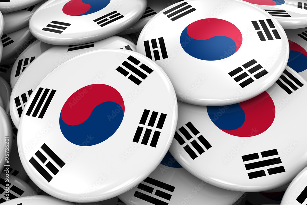 Pile Of South Korean Flag Badges Flag Of South Korea Buttons Piled On Top Of Each Other Stock Illustration Adobe Stock