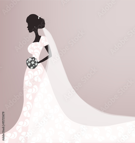 Vector pretty bride in wedding dress