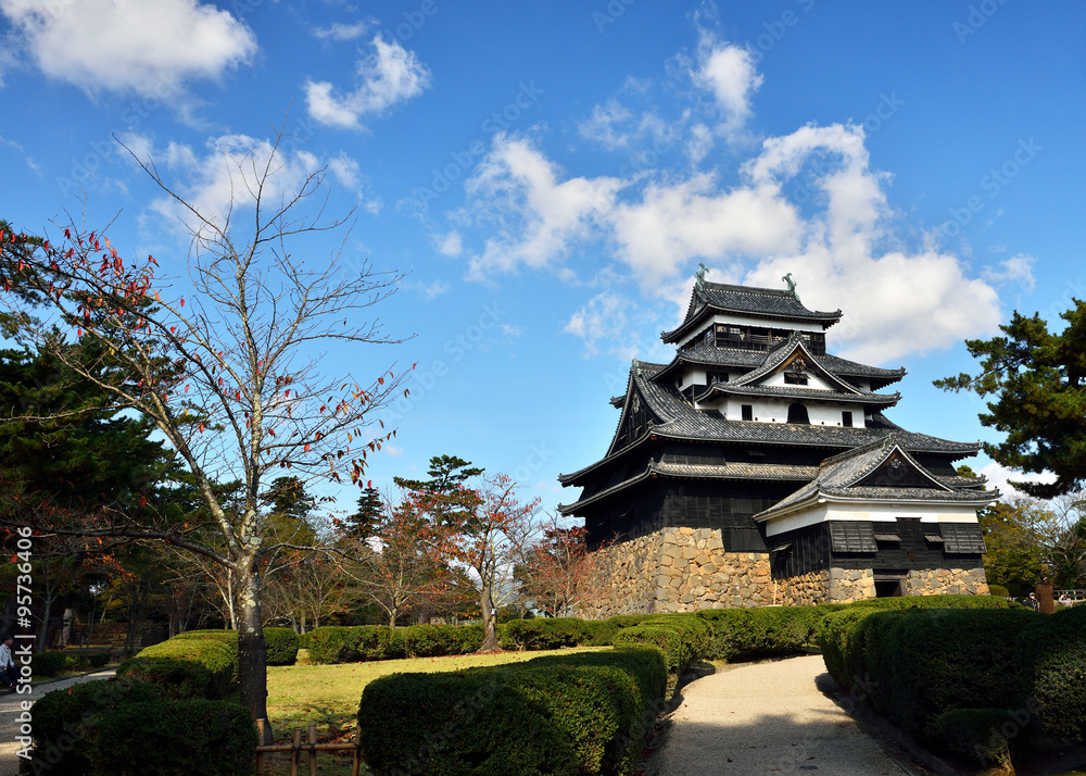 秋の松江城と青空