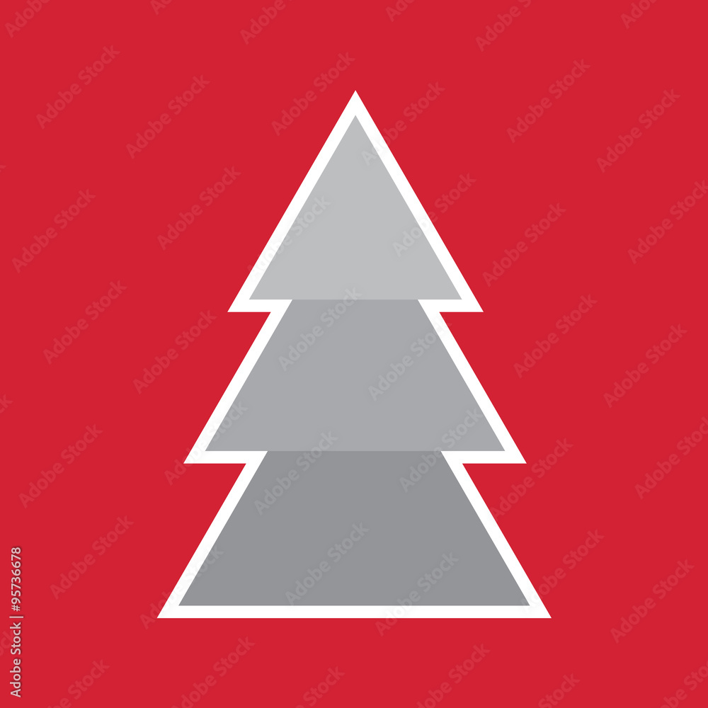 christmas card, grey christmas tree on red background christmas card, grey christmas tree on red background