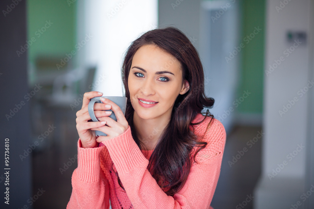 Fototapeta premium Beautiful woman at home
