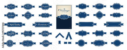 Luxury vintage blue premium labels and blank labels