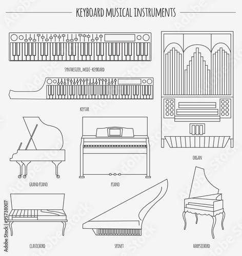 Musical instruments graphic template. Keyboard