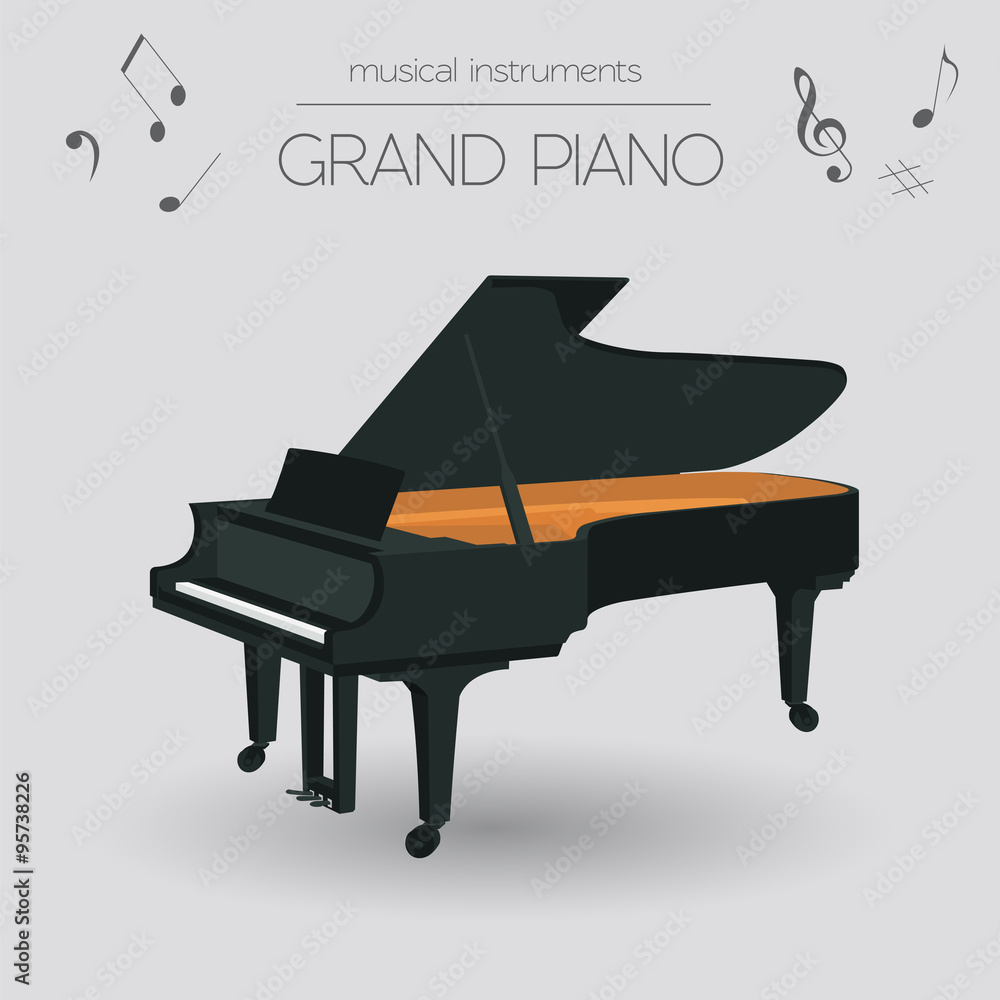 Musical instruments graphic template. Grand piano Stock Vector | Adobe ...