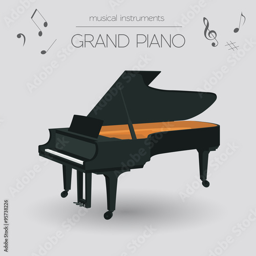 Musical instruments graphic template. Grand piano