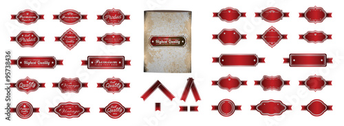 Luxury red silver premium vintage labels and blank labels