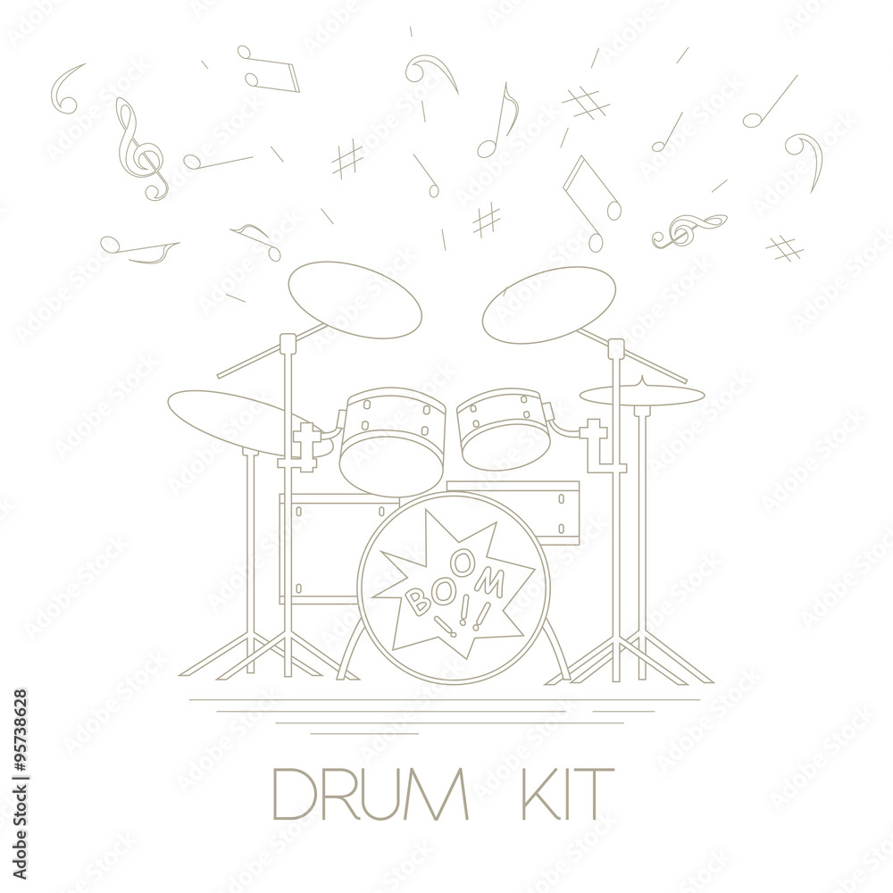 Musical instruments graphic template. Drumkit. Musical instruments graphic template. Drumkit.