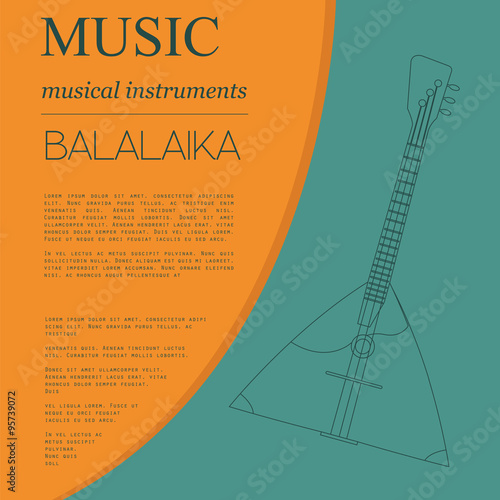 Musical instruments graphic template. Balalaika.