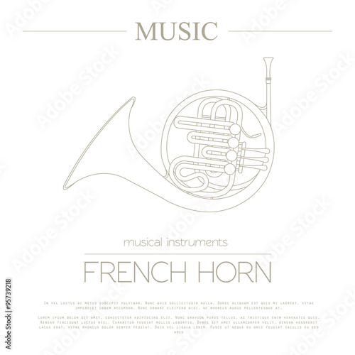 Musical instruments graphic template. French horn.