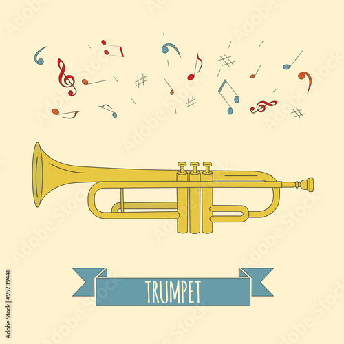 Musical instruments graphic template. Trumpet