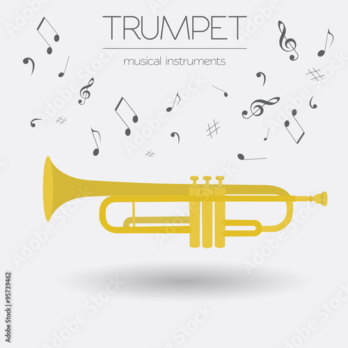 Musical instruments graphic template. Trumpet