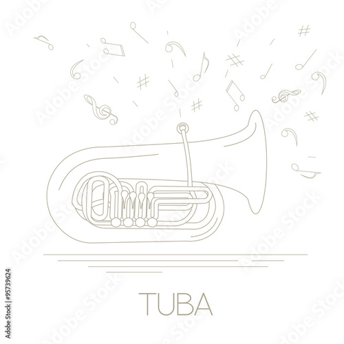 Musical instruments graphic template. Tuba.