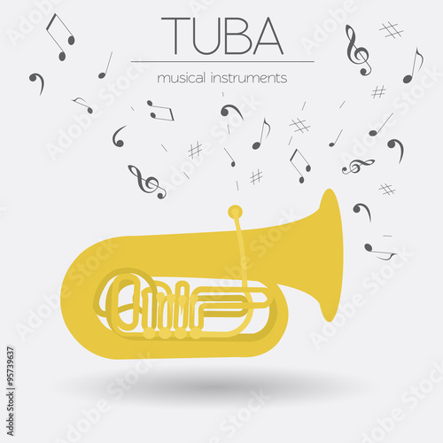 Musical instruments graphic template. Tuba.