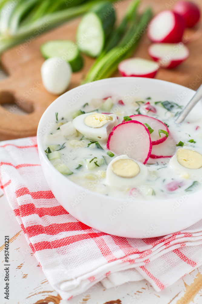 Okroshka - traditional summer cold soup Okroshka - traditional summer cold soup