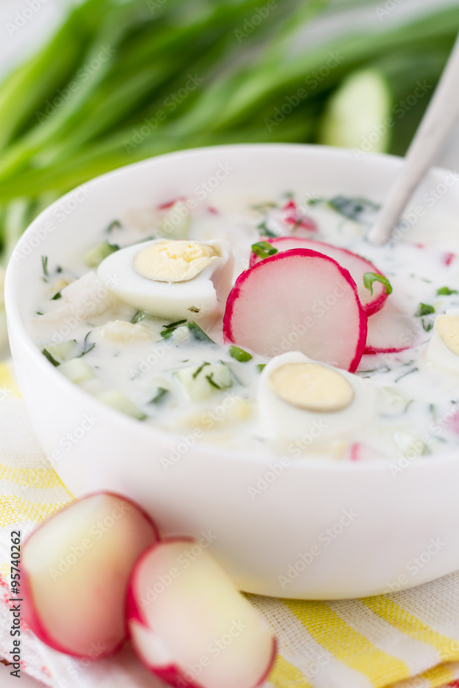 Okroshka - traditional summer cold soup Okroshka - traditional summer cold soup