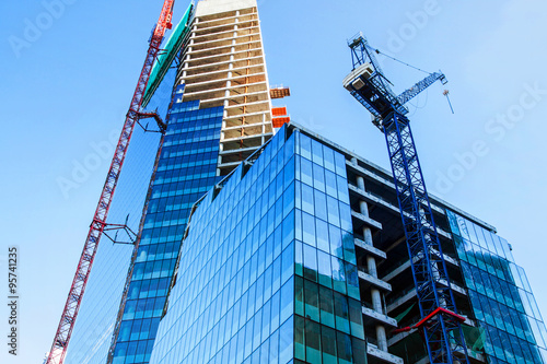 Modern office tower building construction