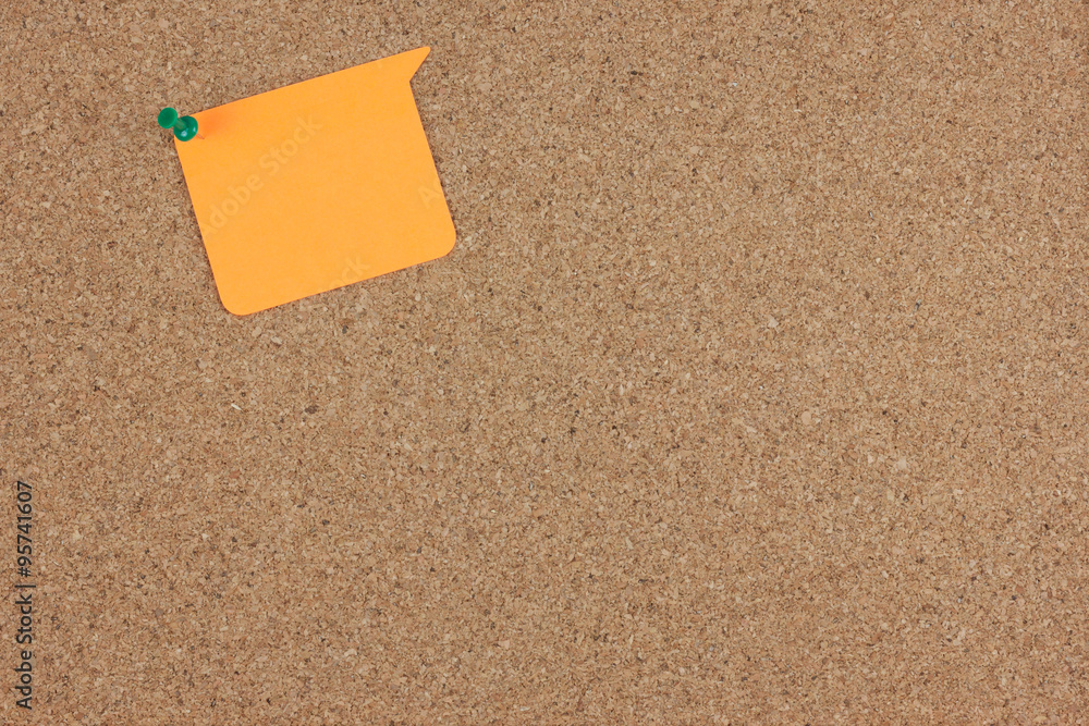 Paper note attach on cork board Paper note attach on cork board