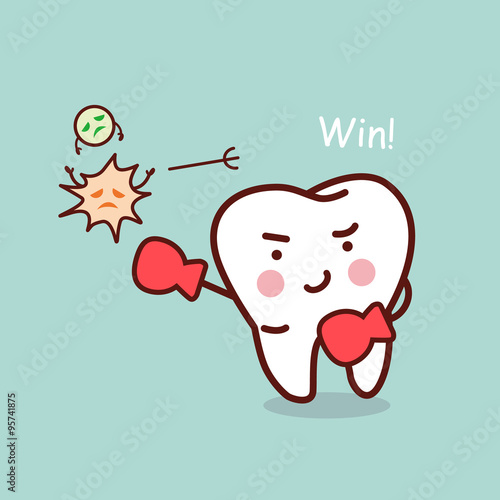 health cartoon tooth boxing